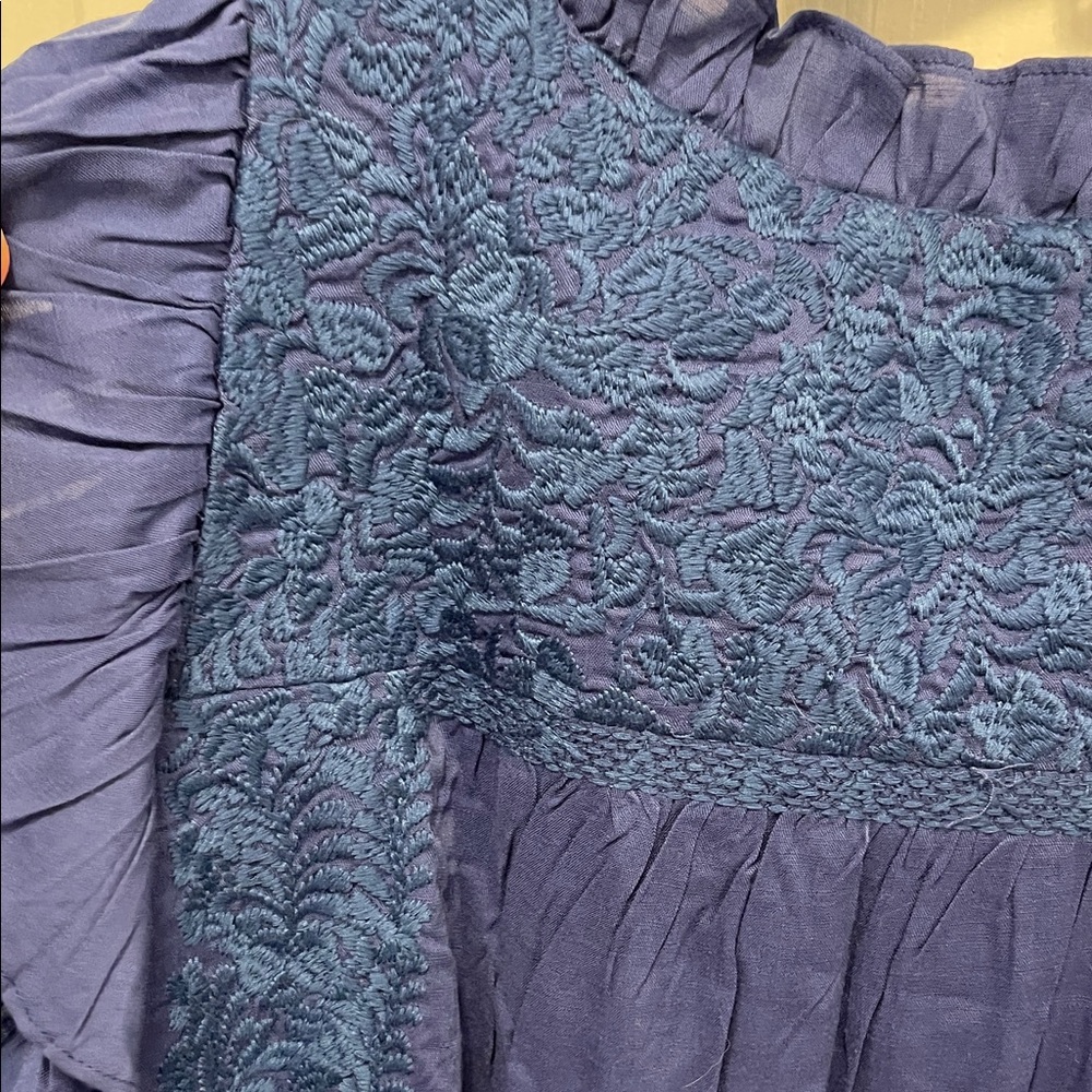 J. Marie Blue Ruffled Women's Top - Picture 5 of 6